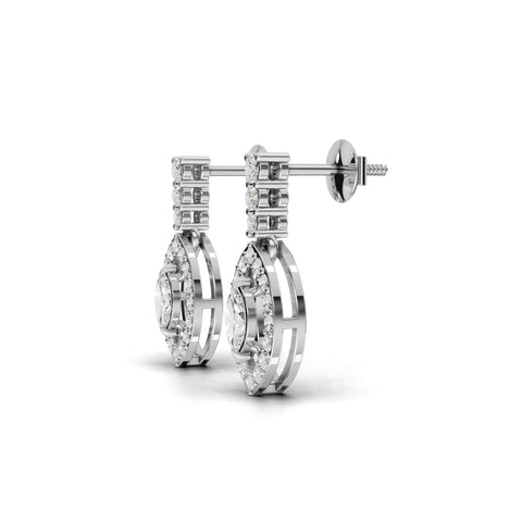 0.67 Ct Lab-Grown Diamond Marquise Halo Drop Earrings