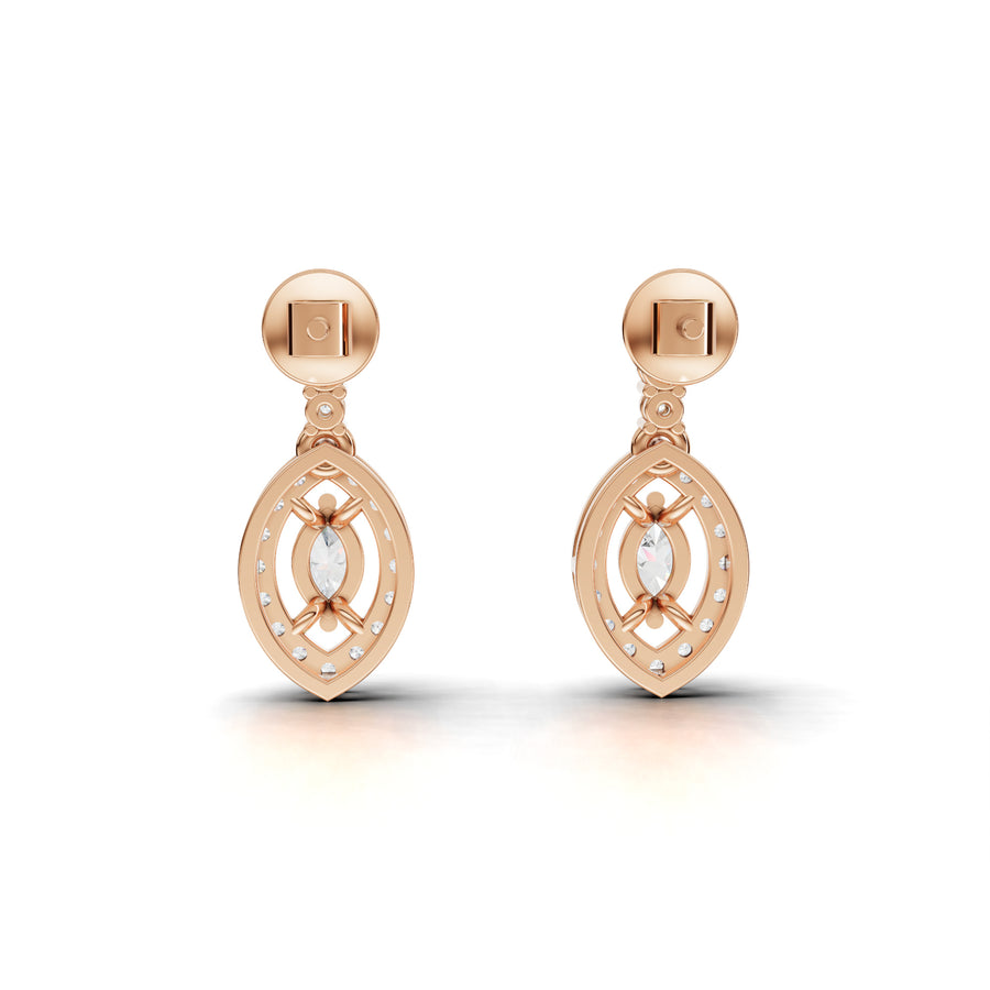 0.67 Ct Marquise Halo Lab Diamond Drop Earring
