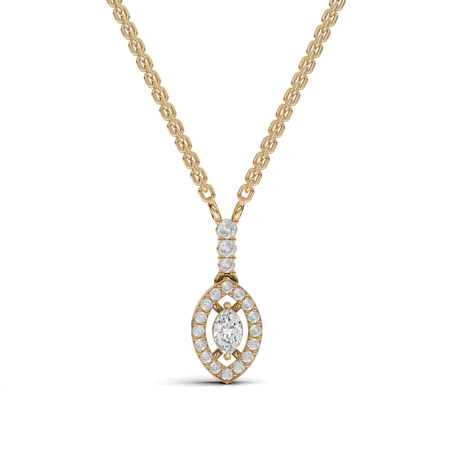 0.34 Ct Marquise Halo Lab Diamond Pendant