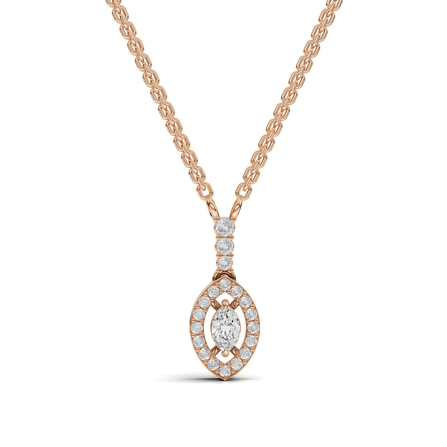 0.34 Ct Marquise Halo Lab Diamond Pendant
