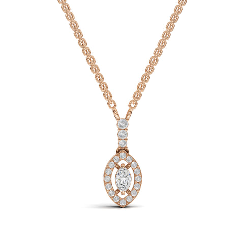 0.34 Ct Marquise Halo Drop Lab Diamond Pendant Necklace