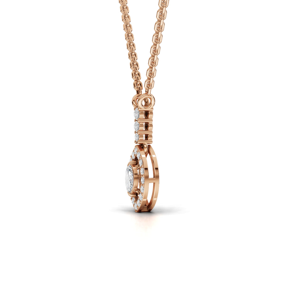 0.34 Ct Marquise Halo Lab Diamond Pendant