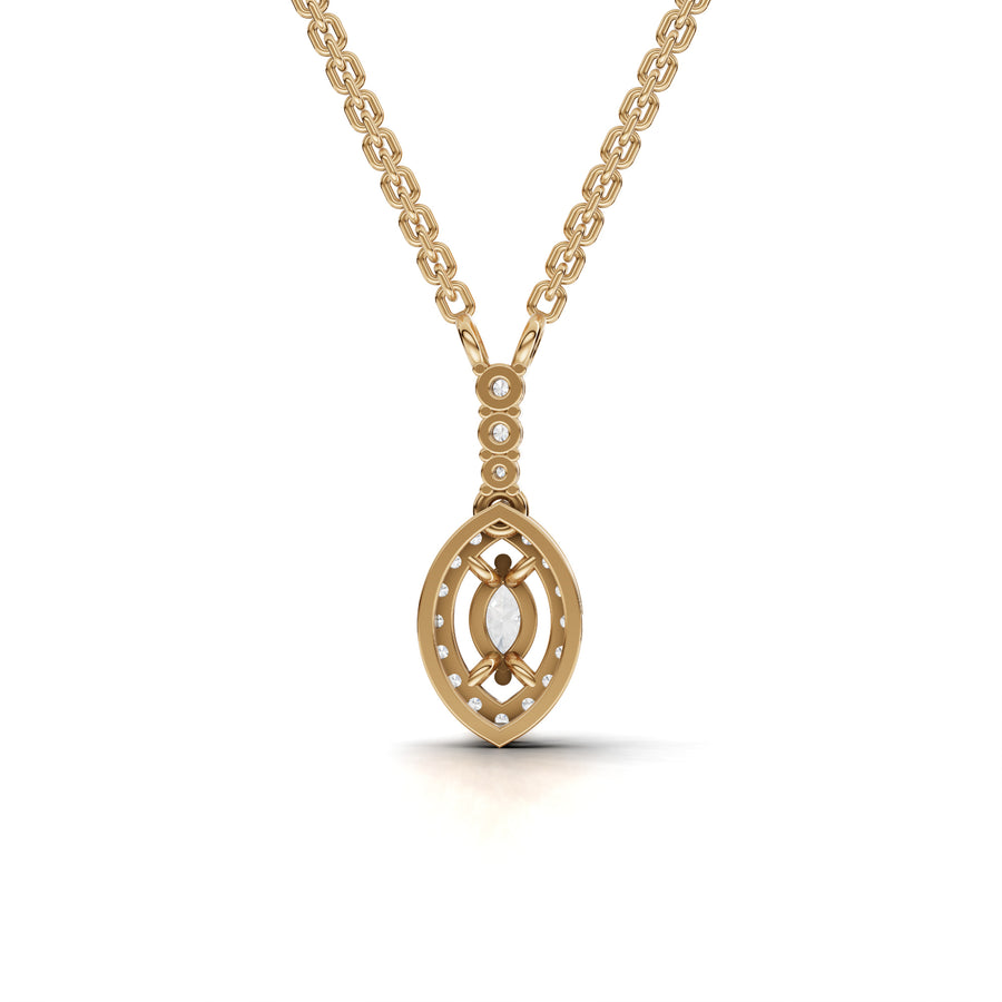 0.34 Ct Marquise Halo Lab Diamond Pendant