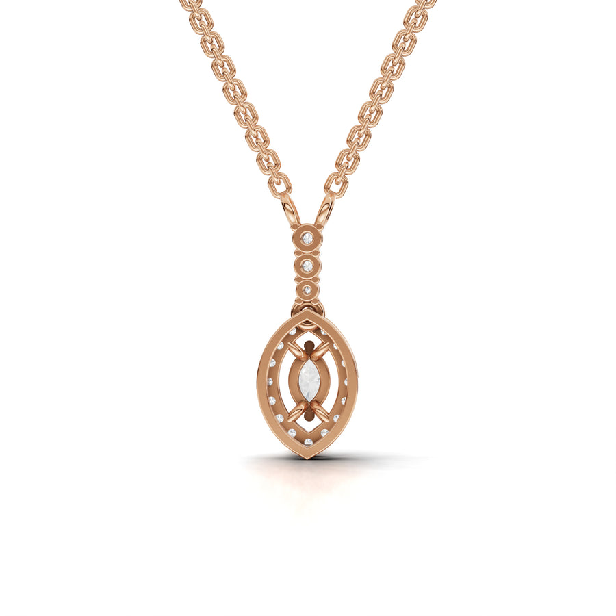 0.34 Ct Marquise Halo Lab Diamond Pendant