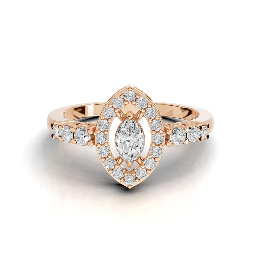 2.31 Ct Marquise Halo Lab Diamond Set
