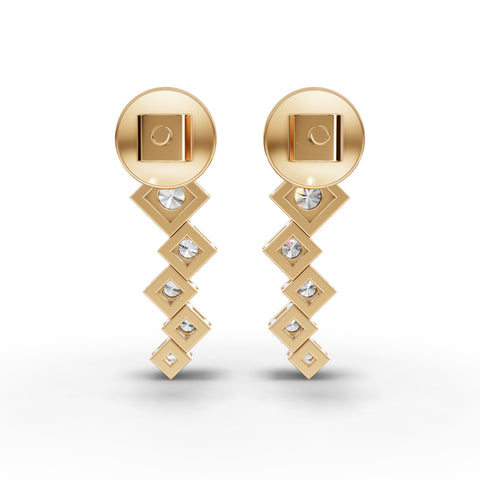 0.48 Ct Stacked Square Geometric Drop Lab Diamond Earrings