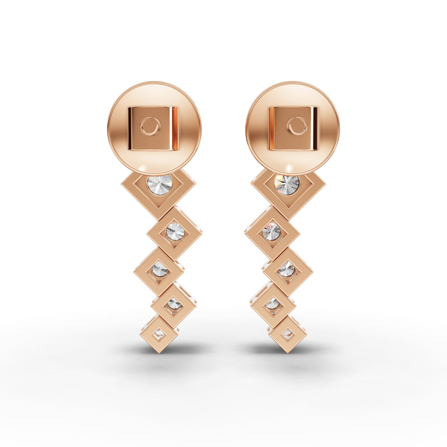 0.48 Ct Stacked Round Diamond Drop Earring