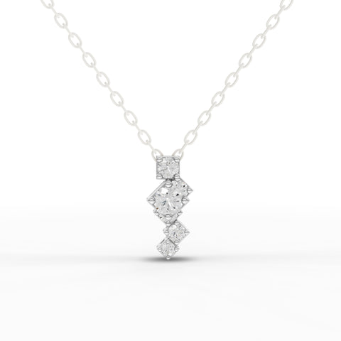 Lab-Grown Diamond Stacked Square Geometric Drop Necklace