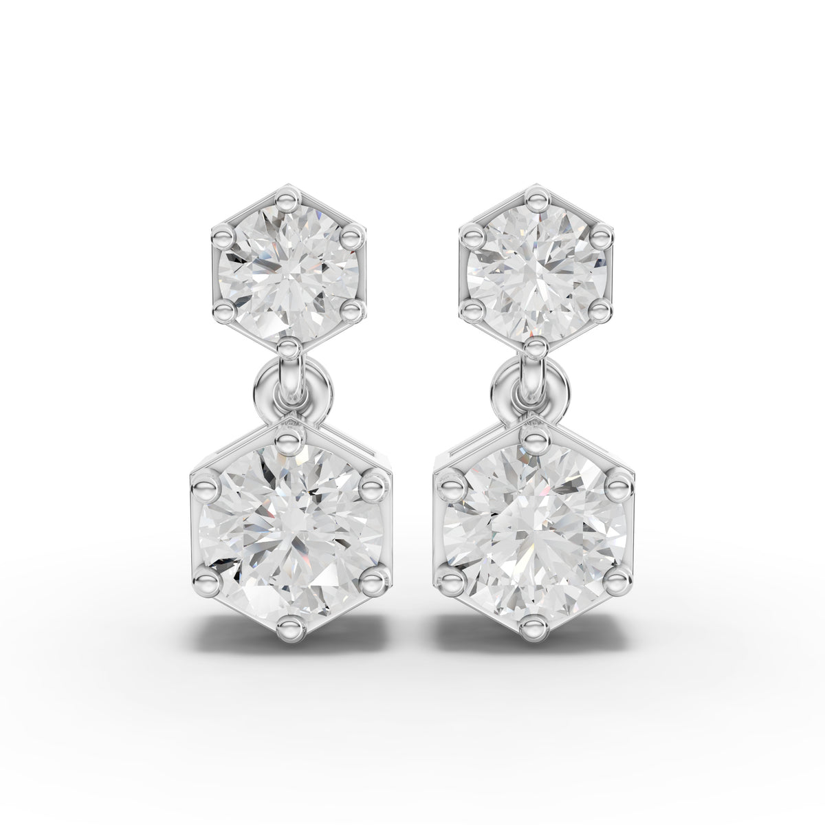 Lab-Grown Diamond Hexagon Geometric Drop Earrings & Eternity Band Jewelry Set