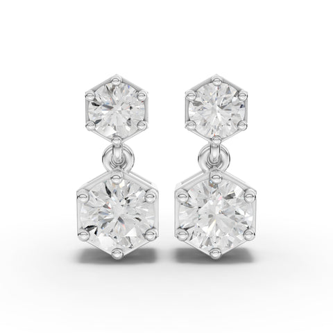 Lab-Grown Diamond Hexagon Geometric Drop Earrings & Eternity Band Jewelry Set