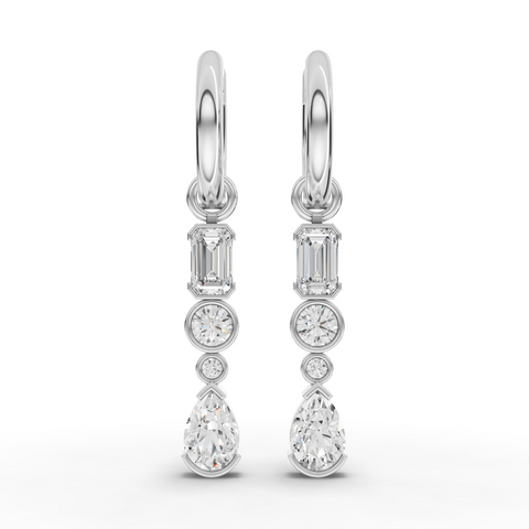 Lab-Grown Diamond Mixed-Shape Jewelry Set with Emerald-Cut Ring, Drop Necklace & Earrings