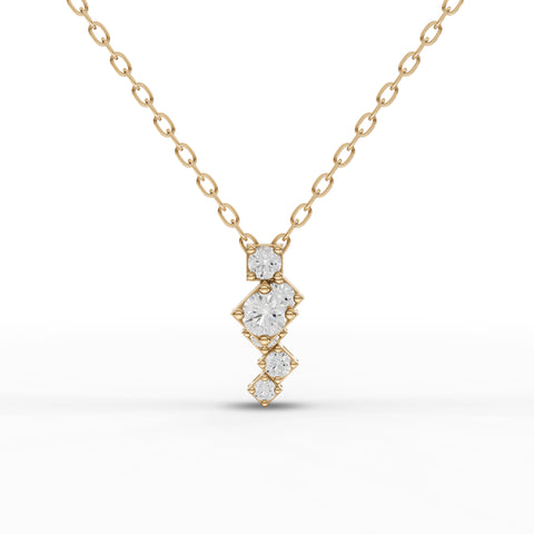 Lab-Grown Diamond Stacked Square Geometric Drop Necklace
