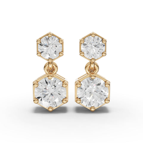 Lab-Grown Diamond Hexagon Geometric Drop Earrings & Eternity Band Jewelry Set
