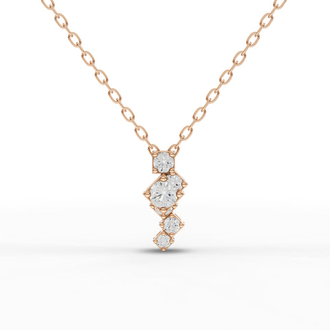 Lab-Grown Diamond Stacked Square Geometric Drop Necklace