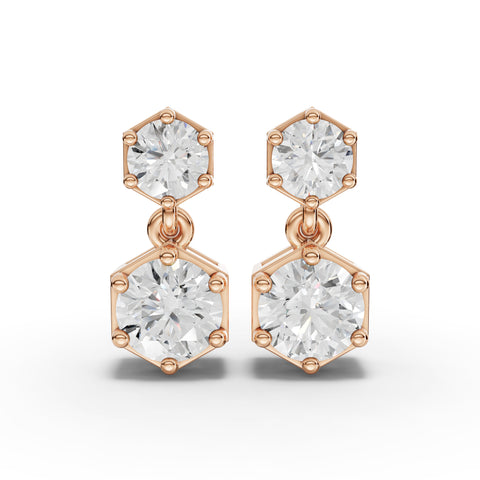 Lab-Grown Diamond Hexagon Geometric Drop Earrings & Eternity Band Jewelry Set