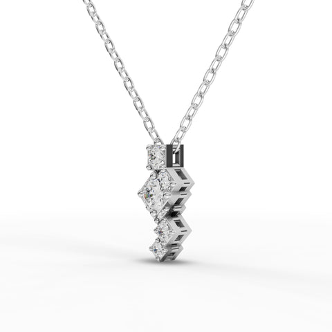 Lab-Grown Diamond Stacked Square Geometric Drop Necklace