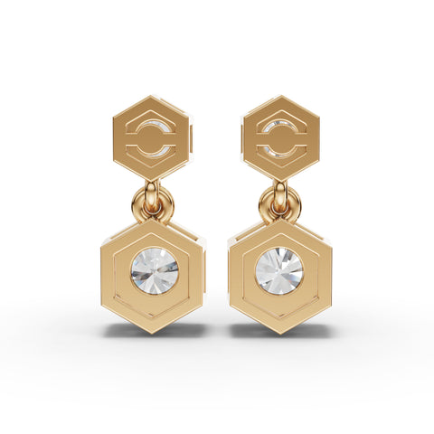 Lab-Grown Diamond Hexagon Geometric Drop Earrings & Eternity Band Jewelry Set