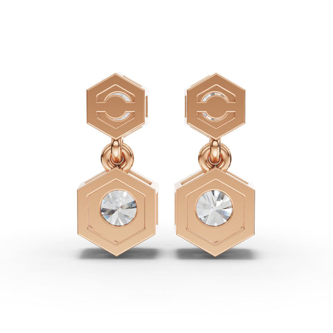 Lab-Grown Diamond Hexagon Geometric Drop Earrings & Eternity Band Jewelry Set