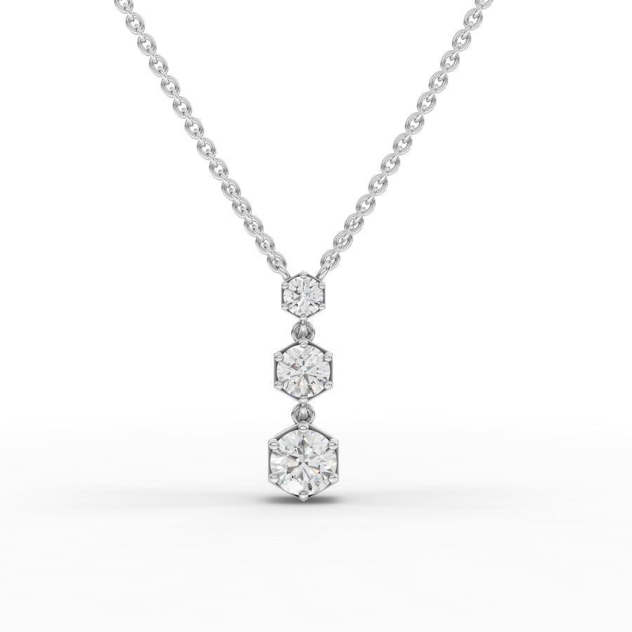 0.81 ct hexagon geometric drop lab grown diamond pendant necklace with a modern angular setting