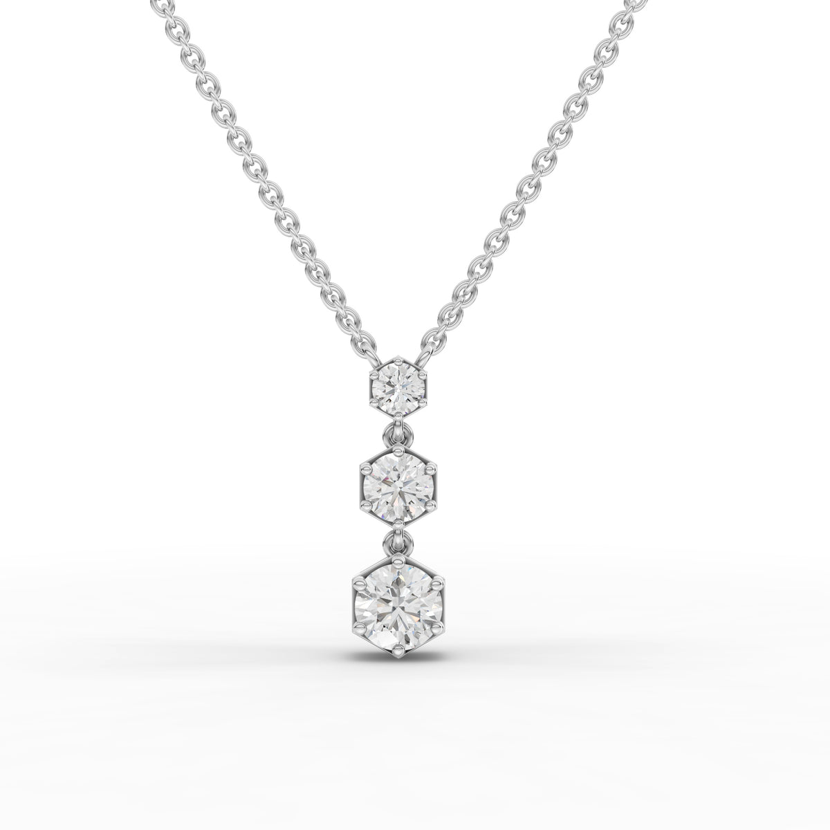 0.81 Ct Hexagon Geometric Drop Lab Diamond Necklace
