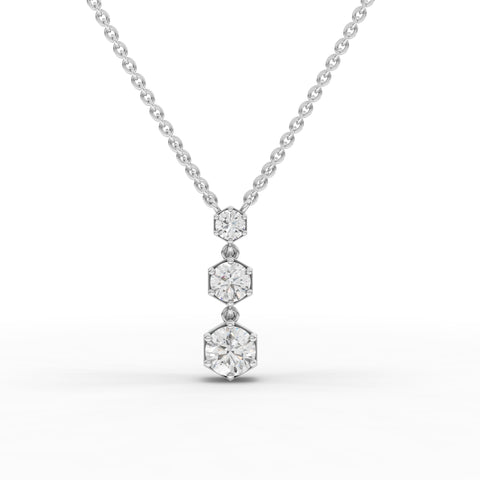0.81 Ct Hexagon Geometric Drop Lab Diamond Necklace
