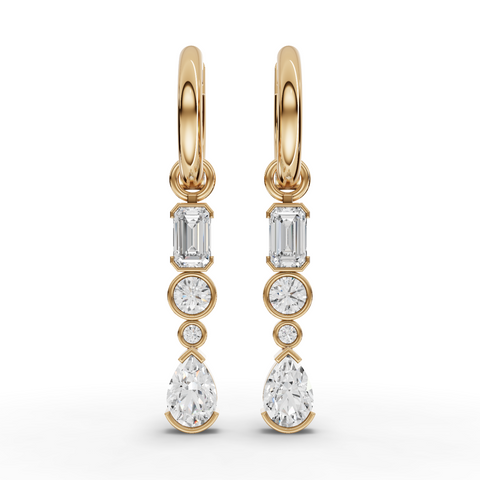 Lab-Grown Diamond Mixed-Shape Jewelry Set with Emerald-Cut Ring, Drop Necklace & Earrings