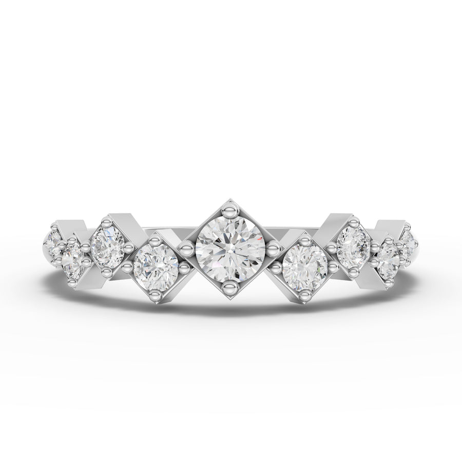 0.30 ct half eternity lab diamond ring with alternating kite-set and round stones in a refined band