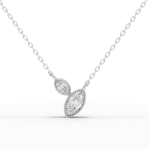 Marquise-Cut Lab-Grown Diamond Bezel Drop Pendant Necklace