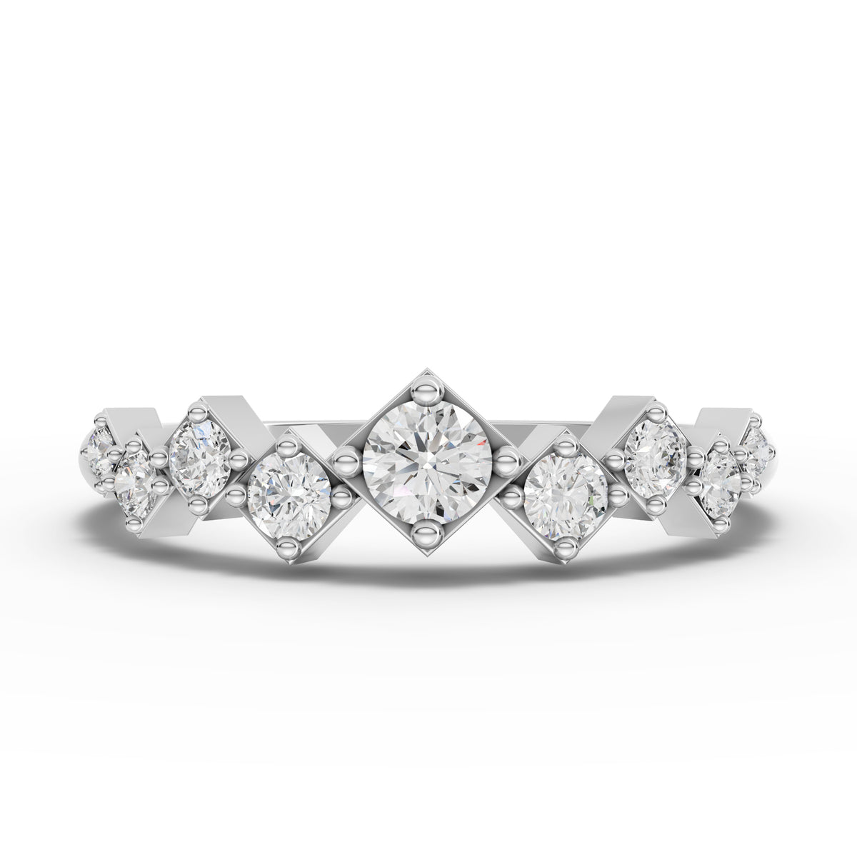 0.30 Ct Kite-Set Round Half Eternity Lab Diamond Ring