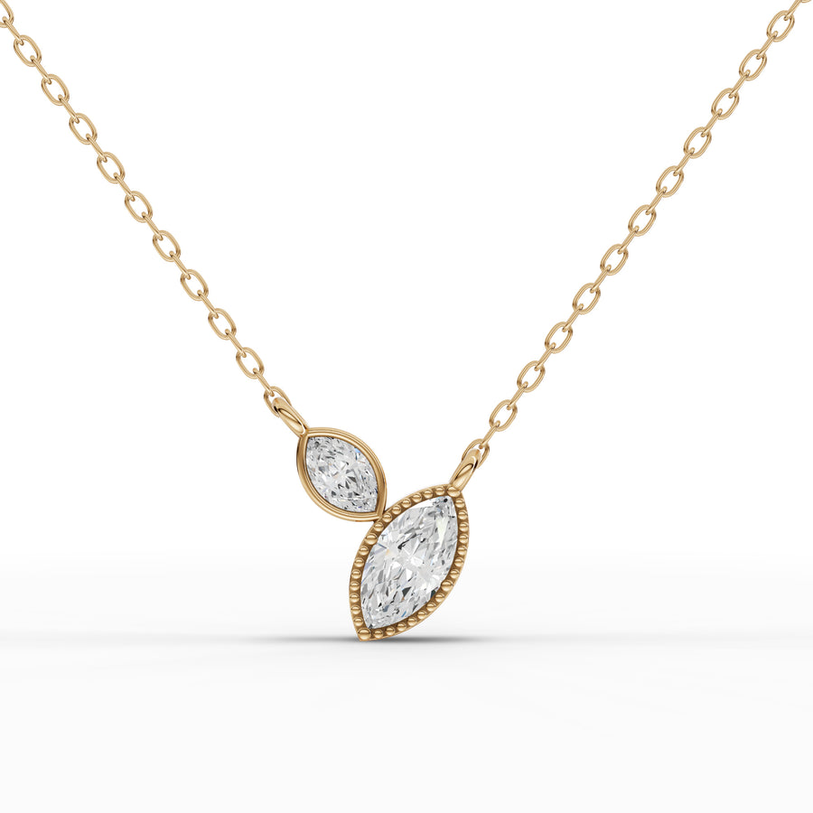 0.57 Ct Marquise Two-Stone Bezel Necklace