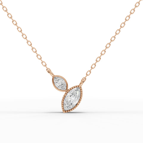 Marquise-Cut Lab-Grown Diamond Bezel Drop Pendant Necklace