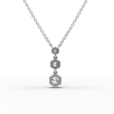 0.81 Ct Hexagon Geometric Drop Lab Diamond Necklace