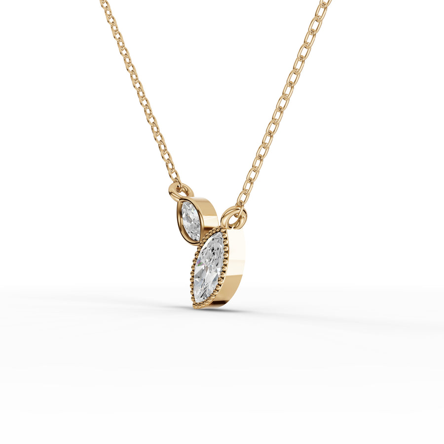 0.57 Ct Marquise Two-Stone Bezel Necklace