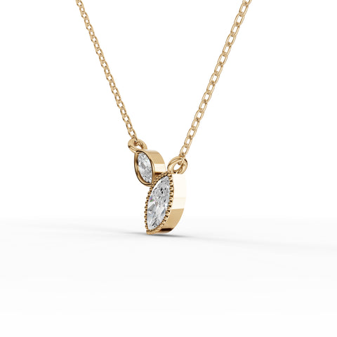 Marquise-Cut Lab-Grown Diamond Bezel Drop Pendant Necklace