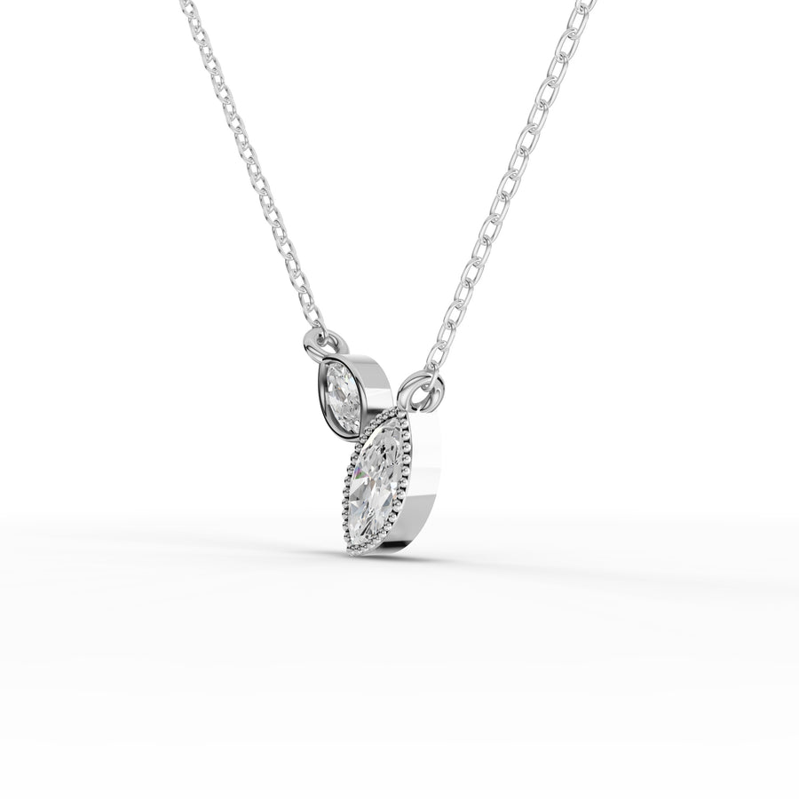 0.57 Ct Marquise Two-Stone Bezel Necklace