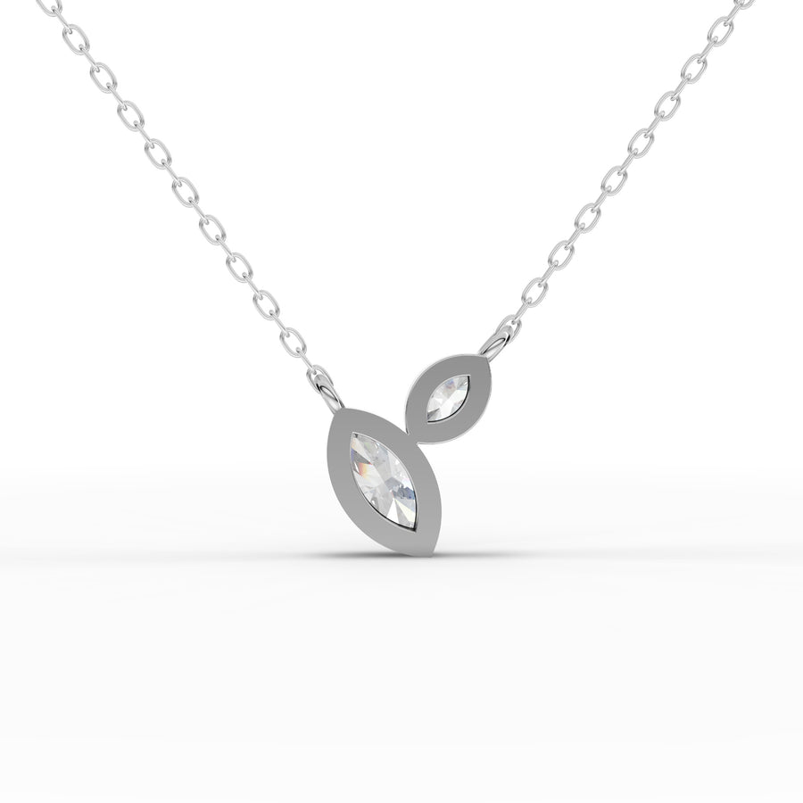 0.57 Ct Marquise Two-Stone Bezel Necklace