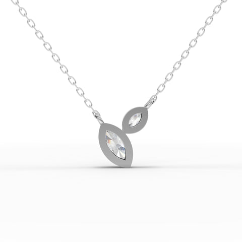 Marquise-Cut Lab-Grown Diamond Bezel Drop Pendant Necklace