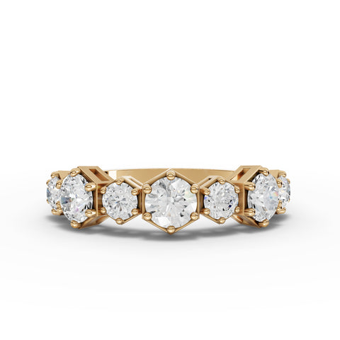 1.13 Ct Hexagon-Set Geometric Lab Diamond Half Eternity Band
