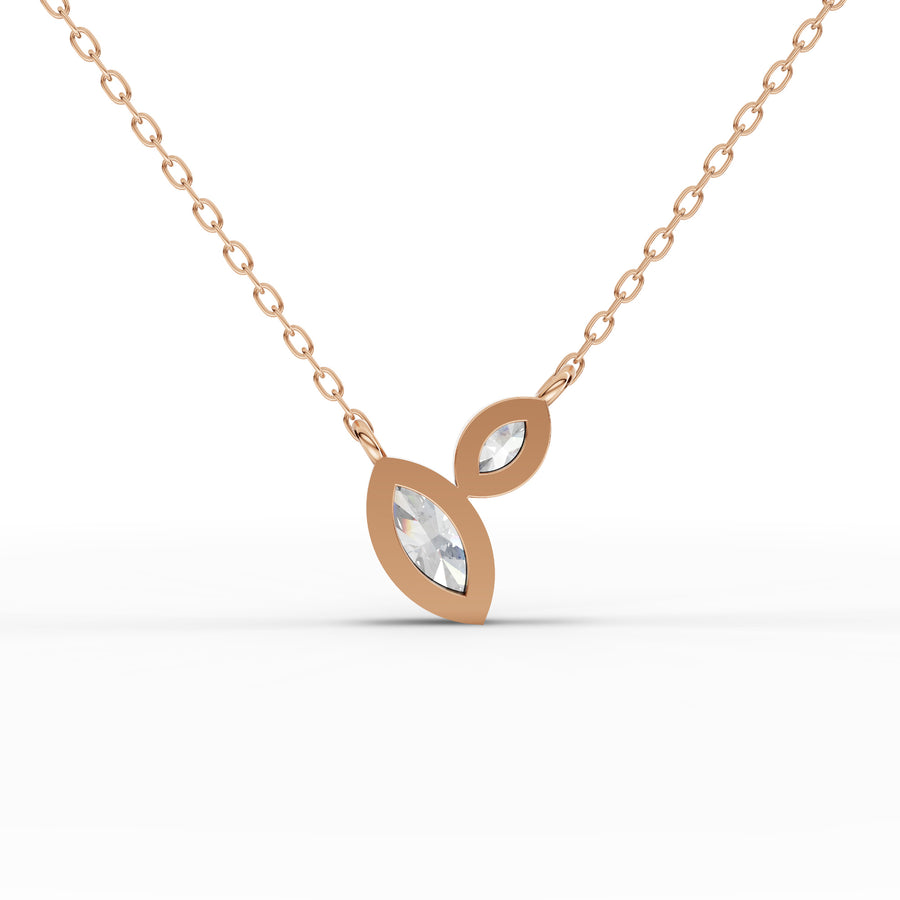 0.57 Ct Marquise Two-Stone Bezel Necklace