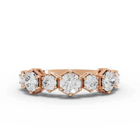 1.13 Ct Hexagon-Set Geometric Lab Diamond Half Eternity Band