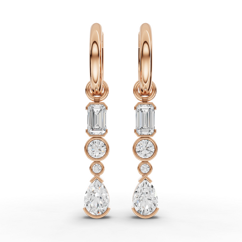 Lab-Grown Diamond Mixed-Shape Jewelry Set with Emerald-Cut Ring, Drop Necklace & Earrings