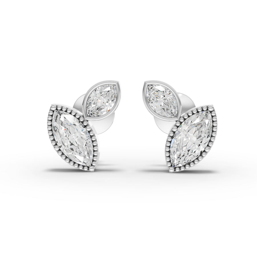 1.12 ct marquise two-stone bezel lab diamond stud earrings with screw backs