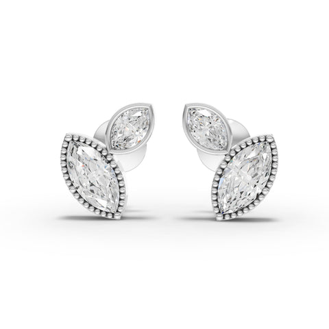 2.41 Ct Marquise Lab Diamond Two-Stone Pavé Bypass Jewelry Set