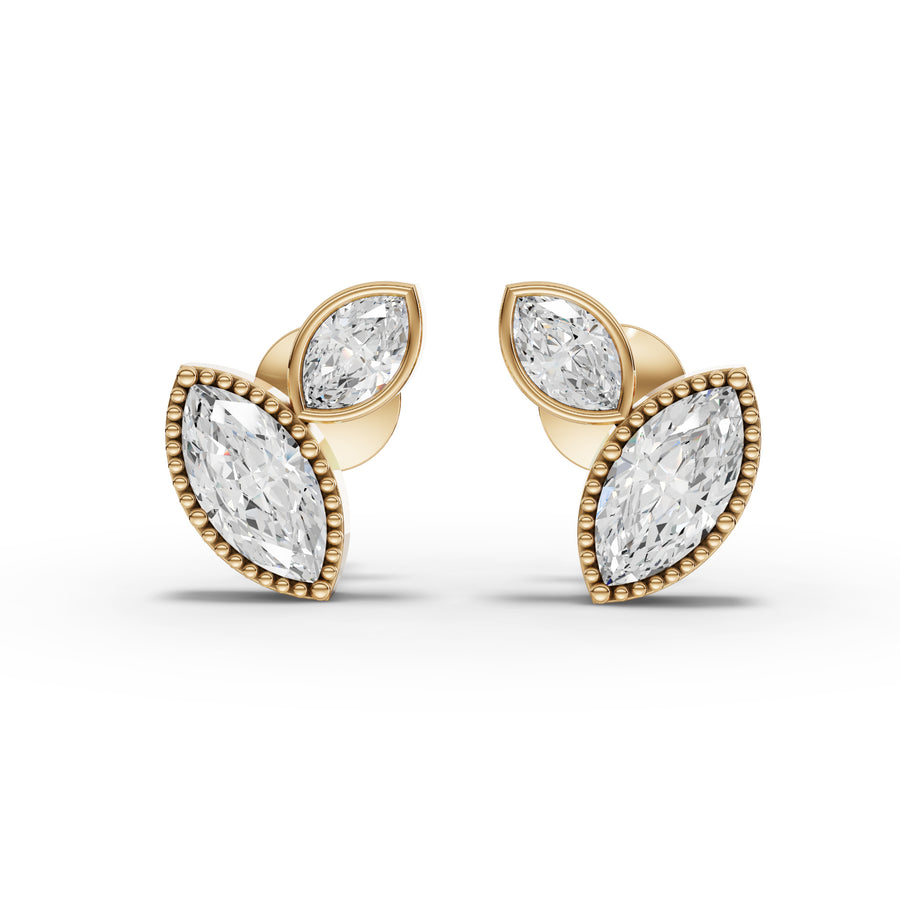 1.12 Ct Marquise Two-Stone Bezel Studs