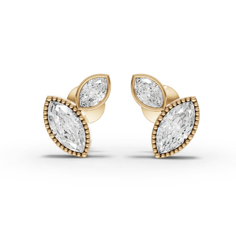 Marquise-Cut Lab-Grown Diamond Bezel Stud Earrings