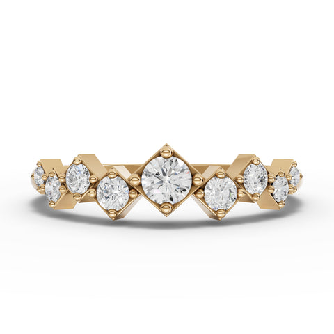 1.04 Ct Round Geometric Eternity Lab Diamond Jewelry Set