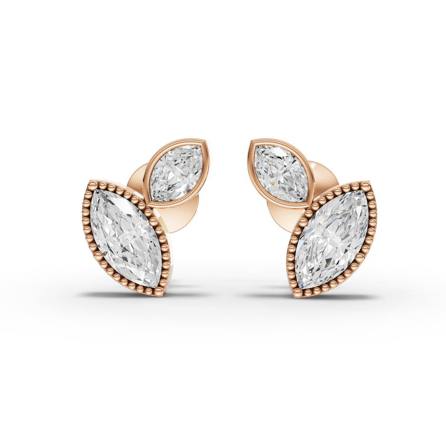 1.12 Ct Marquise Two-Stone Bezel Studs