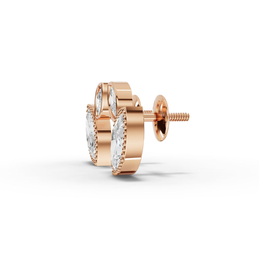 1.12 Ct Marquise Two-Stone Bezel Studs