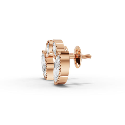Marquise-Cut Lab-Grown Diamond Bezel Stud Earrings