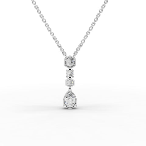 2.45 Ct Pear & Hexagon Geometric Lab Diamond Jewelry Set